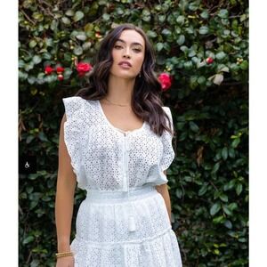 Bishop + Young Nadia Flutter Sleeve Eyelet Top